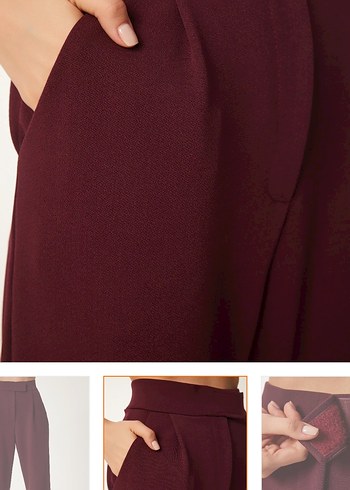 Zara Bordo Rahat Kesim Kadın Kumaş Pantolon