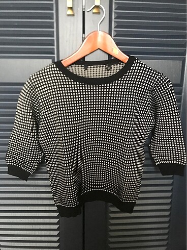 Zara kareli crop yarım kol kazak