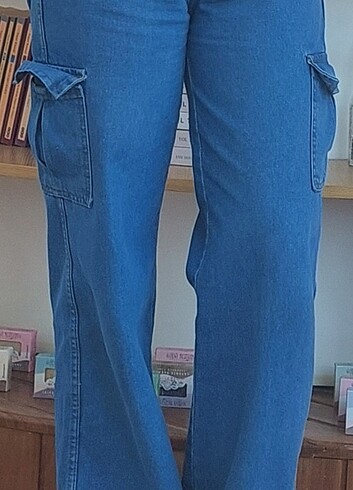 40 Beden mavi Renk Kargo cepli jean