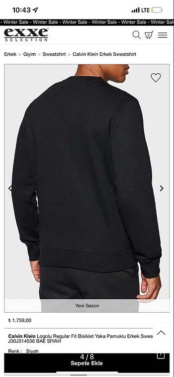 xl Beden siyah Renk Calvin klein sweatshirt