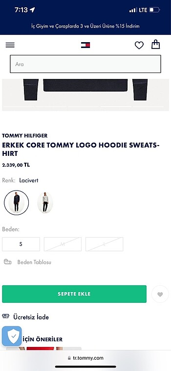 xl Beden TOMMY HİLFEGER SWEATSHİRT