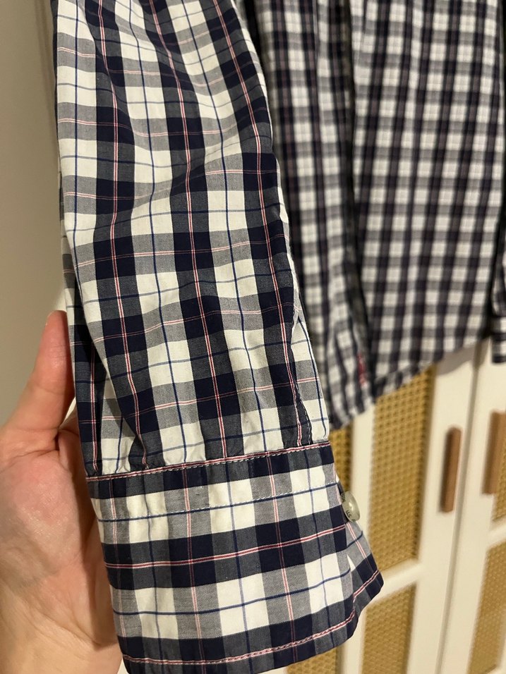 Erkek Gri Kareli Pamuklu Gömlek - Görsel 5