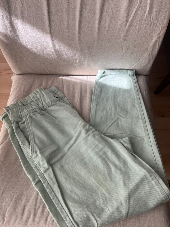 Bej Rahat Kesim Keten Kadın Pantolon - Görsel 4