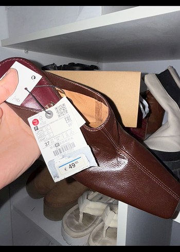 Kahverengi Deri Stiletto Topuklu Kadın Ayakkabı - Görsel 2