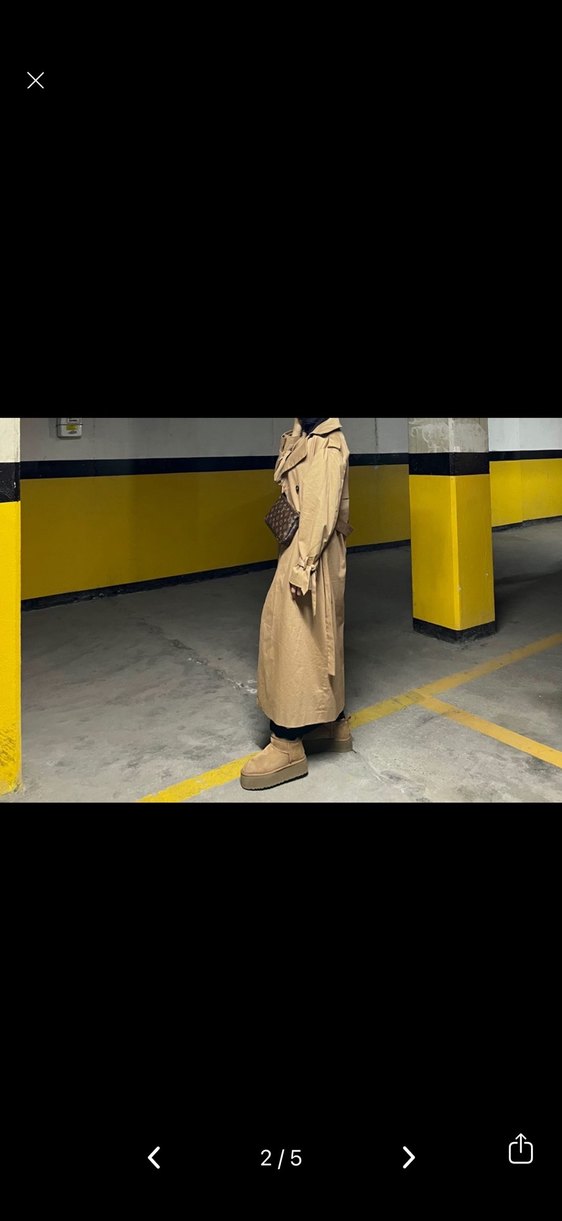 Kadın Camel Süet Midi Trençkot - Görsel 2