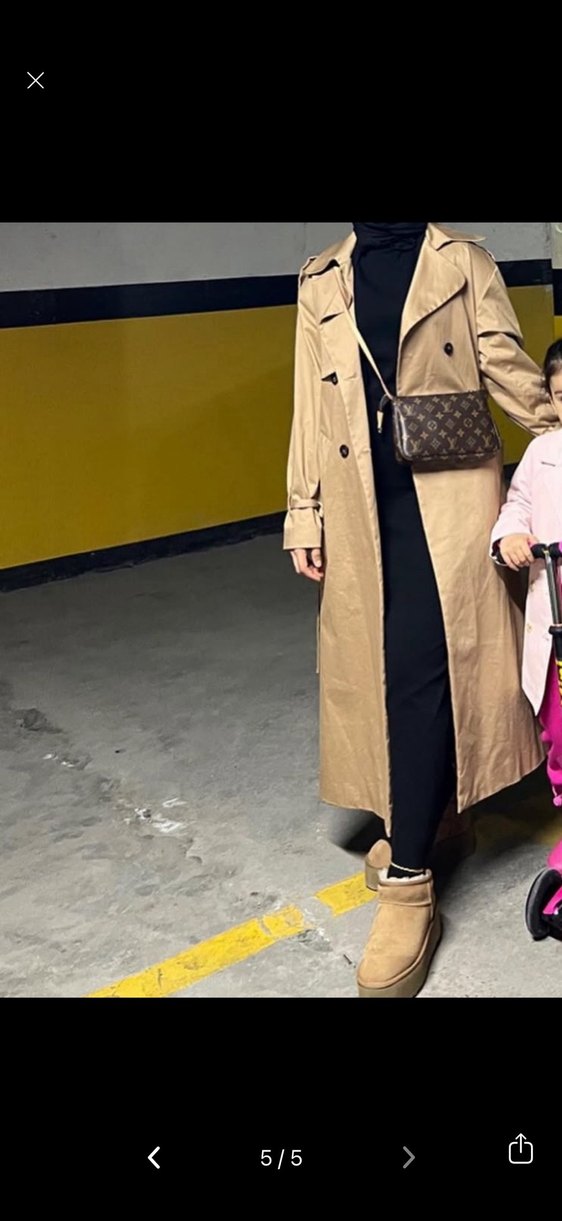 Kadın Camel Süet Midi Trençkot - Görsel 4