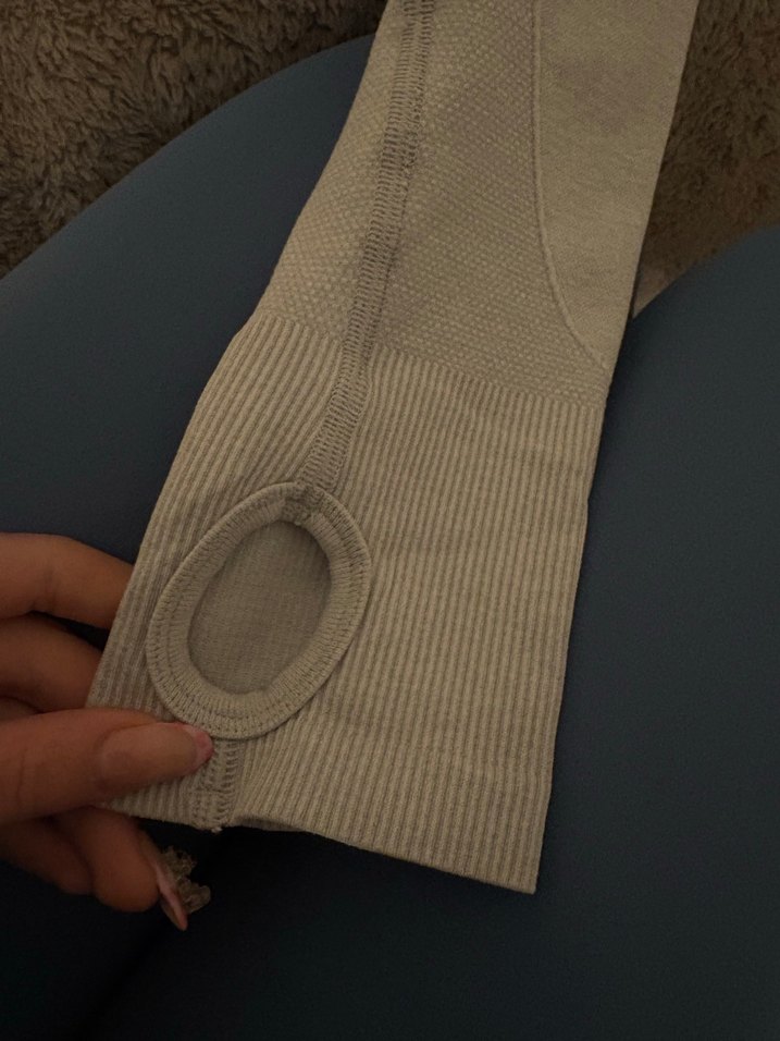 Bej Keten  Spor Tişörtü, Uzun Kollu - Görsel 2