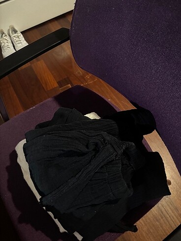 siyah keten pantalon