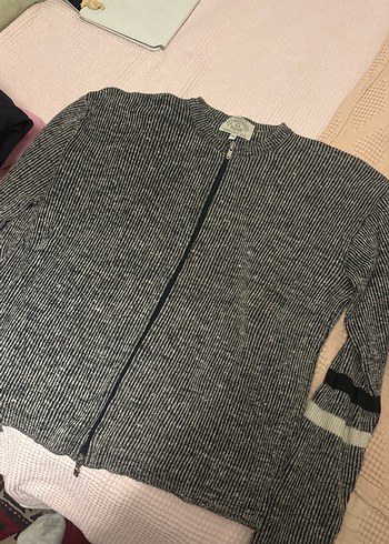 Armani Jeans Gri Fermuarli Kadin Triko Kazak