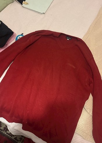 Armani Jeans Kadin Kirmizi Uzun Kollu Triko Kazak