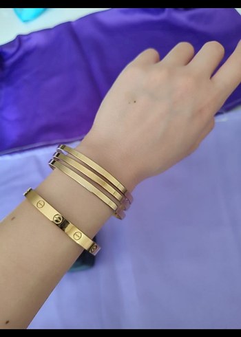 Altın görünümlü 3'lü ajda bilezik - Görsel 3