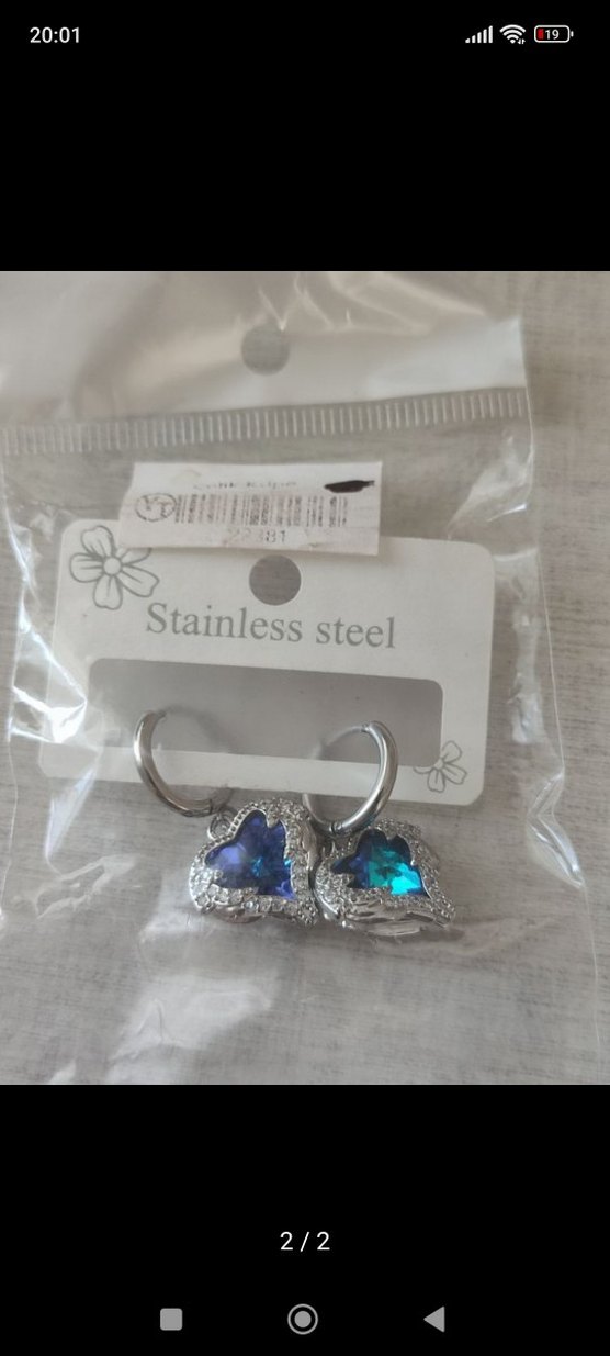 Çelik Mavi Kalp Detaylı Hologramlı Kolye Küpe Set - Görsel 2