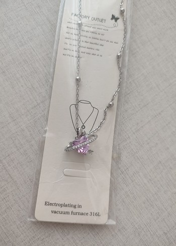 Çelik Pembe Kalp Detaylı Zincir Kolye - Görsel 4