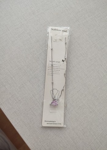 Çelik Pembe Kalp Detaylı Zincir Kolye - Görsel 3