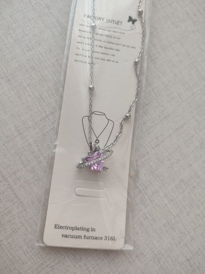 Çelik Pembe Kalp Detaylı Zincir Kolye - Görsel 4