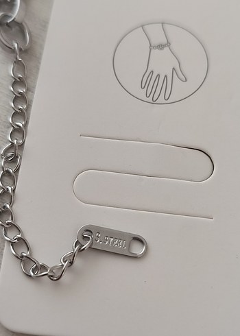 Gümüş Zincir Detaylı Çelik Kadın Bileklik - Görsel 4