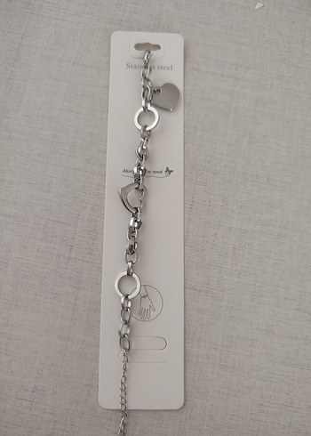 Gümüş Zincir Detaylı Çelik Kadın Bileklik - Görsel 3