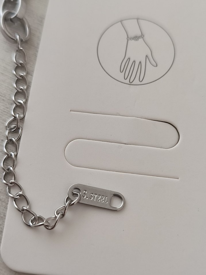 Gümüş Zincir Detaylı Çelik Kadın Bileklik - Görsel 4