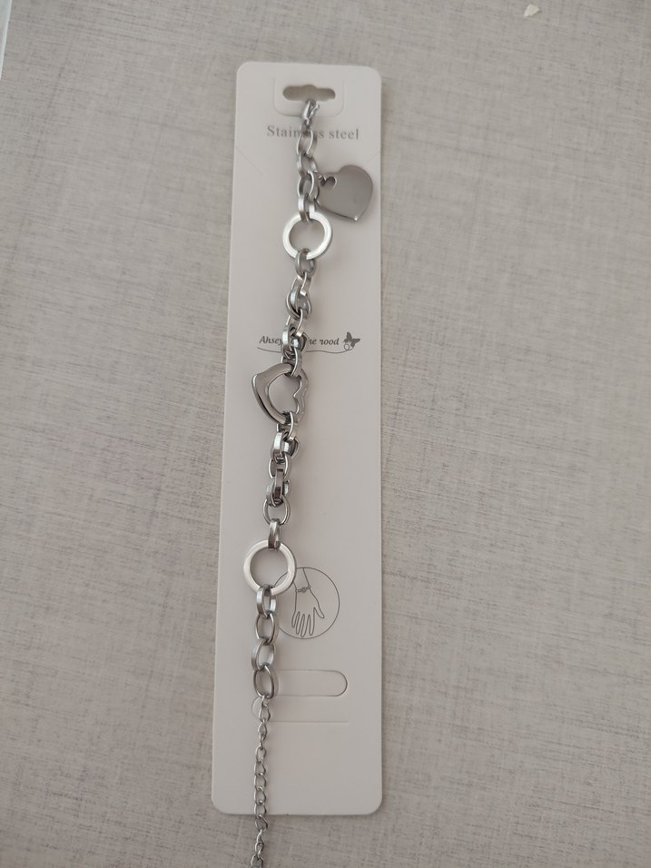 Gümüş Zincir Detaylı Çelik Kadın Bileklik - Görsel 3