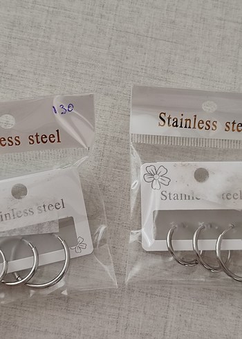 3'lü Gümüş Çelik Küpe - Görsel 2