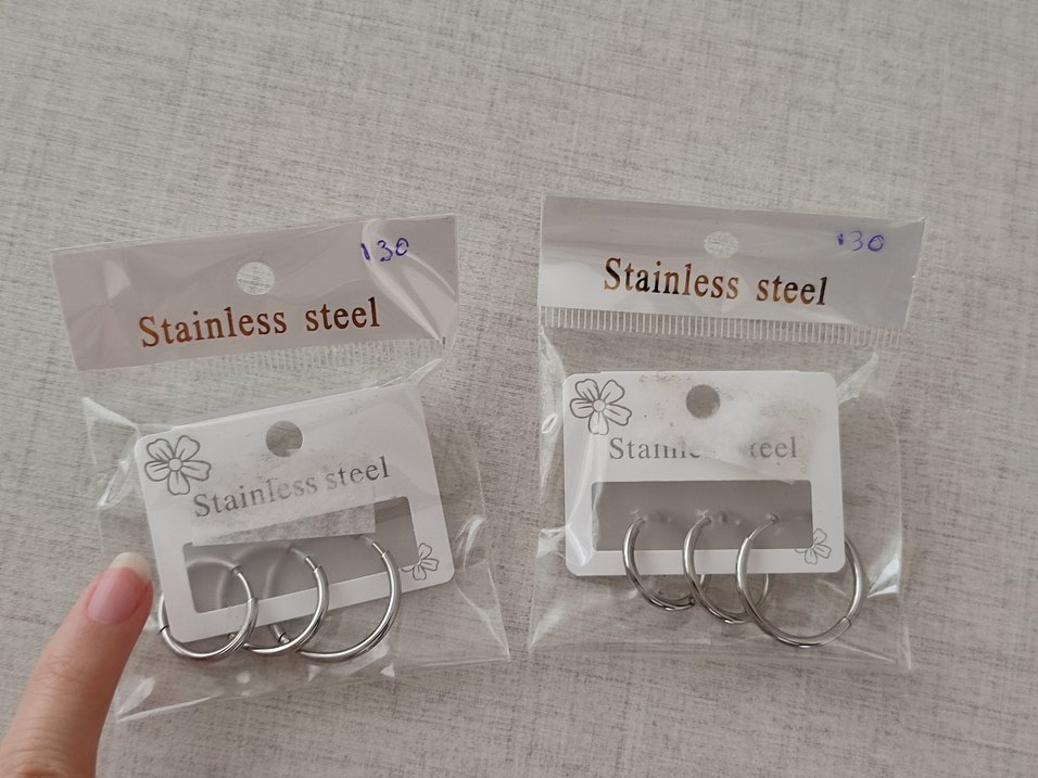 3'lü Gümüş Çelik Küpe - Görsel 2