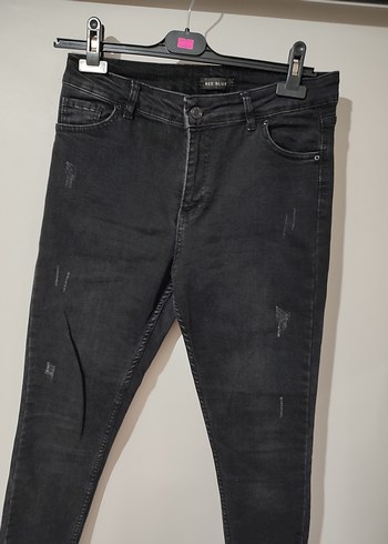 Diğer Siyah Bol Kesim Kadın Denim Pantolon