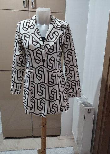 Baskılı Kısa Kadın Blazer Ceket - Görsel 2