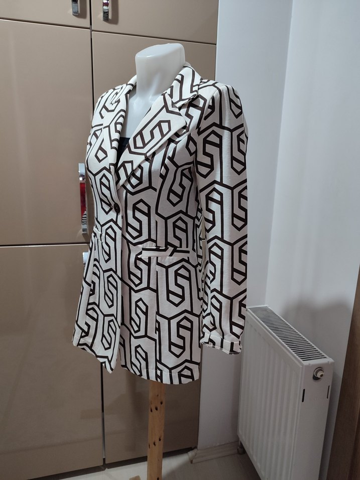 Baskılı Kısa Kadın Blazer Ceket - Görsel 4