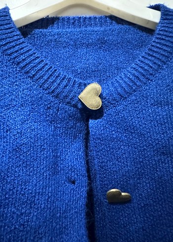 Mavi Düğmeli Kadın Hırka - Görsel 2