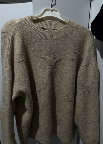 Bej Örgü Kadın Kazak, Rahat Kesim, Uzun Kollu - Görsel 2