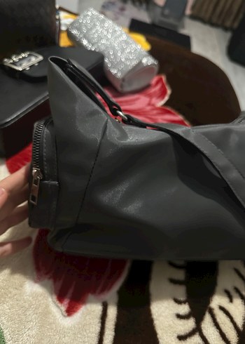 Gri Deri Kadın Biker Çanta - Görsel 2