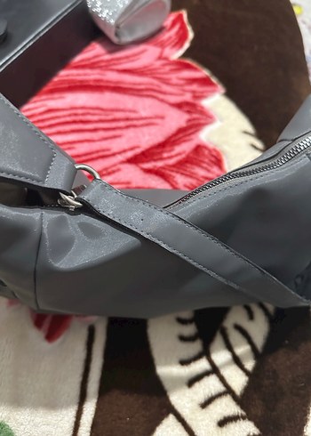 Gri Deri Kadın Biker Çanta - Görsel 3