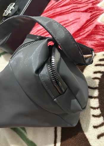 Gri Deri Kadın Biker Çanta - Görsel 4