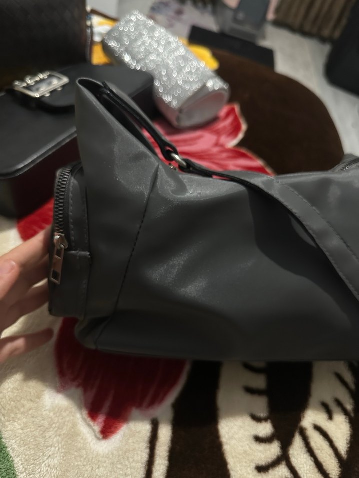 Gri Deri Kadın Biker Çanta - Görsel 2