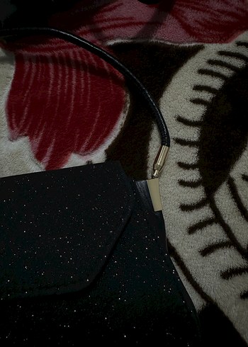 Siyah Parlak Kadın Clutch Çanta - Görsel 4