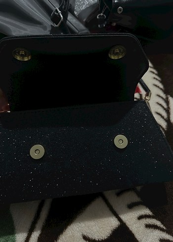 Siyah Parlak Kadın Clutch Çanta - Görsel 3