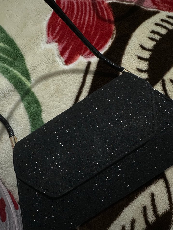 Siyah Parlak Kadın Clutch Çanta - Görsel 2