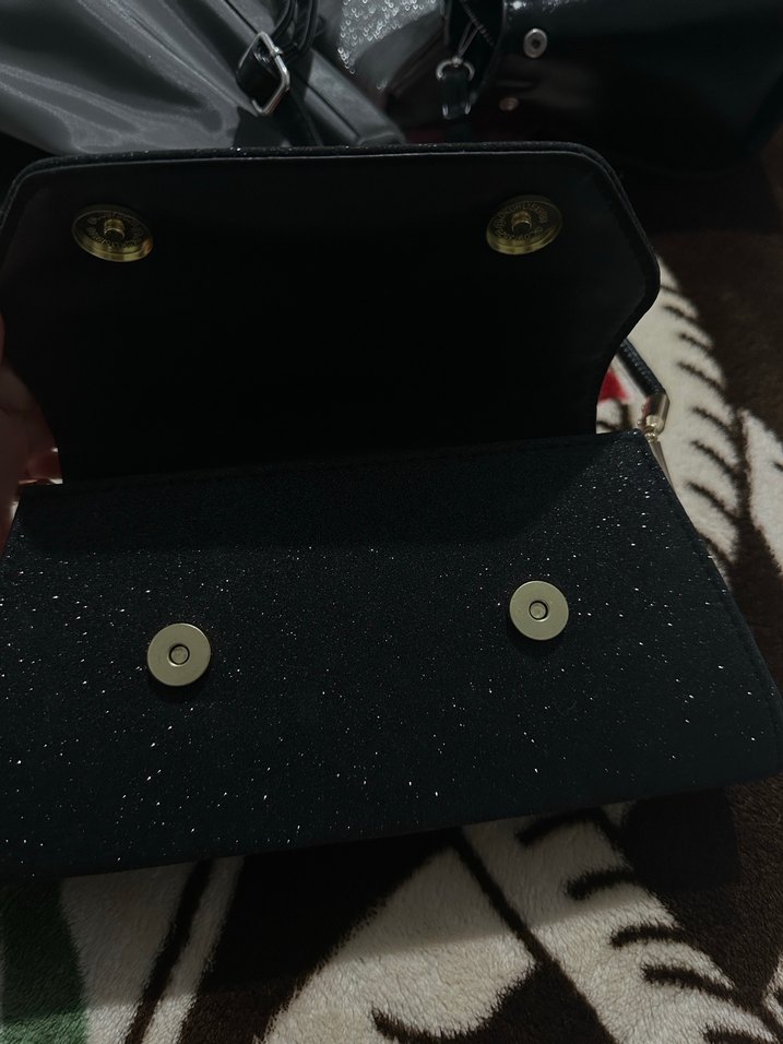 Siyah Parlak Kadın Clutch Çanta - Görsel 3