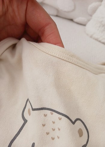 6 Ay Beden gri Renk Erkek Bebek Gri Pamuklu 3'lü Takım