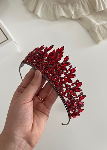 Kırmızı kına tacı ve küpesi - Görsel 3