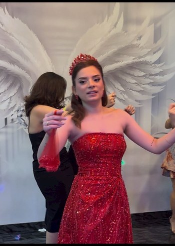 Kırmızı kına tacı ve küpesi - Görsel 7