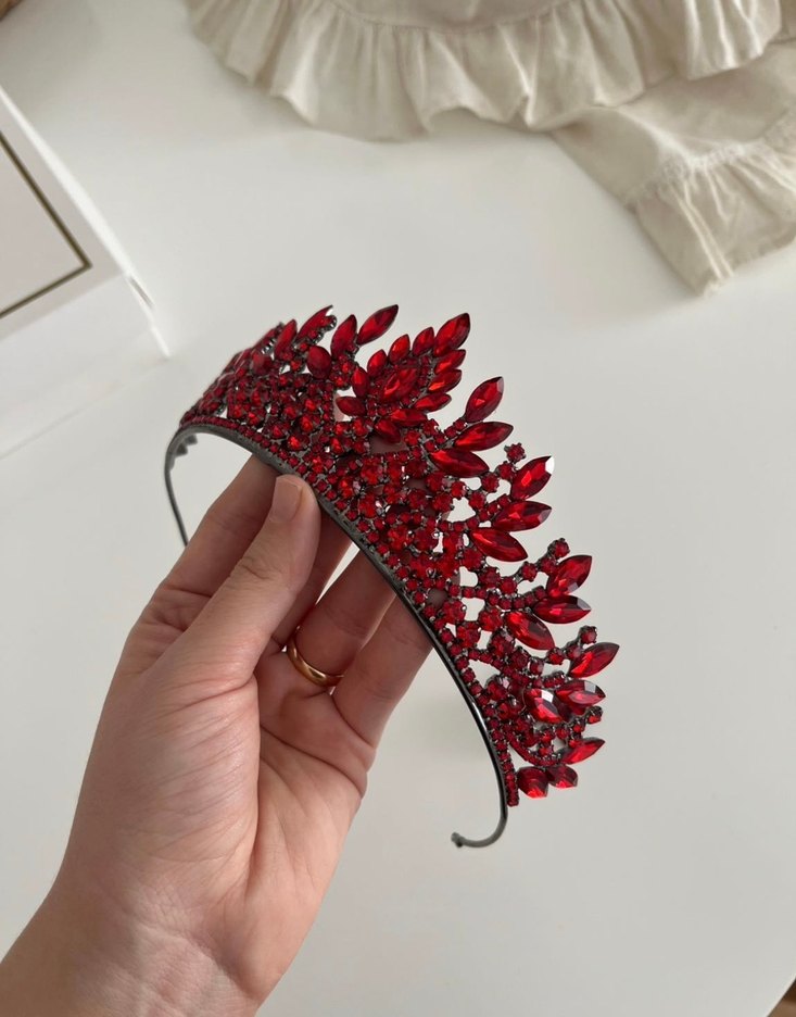 Kırmızı kına tacı ve küpesi - Görsel 3