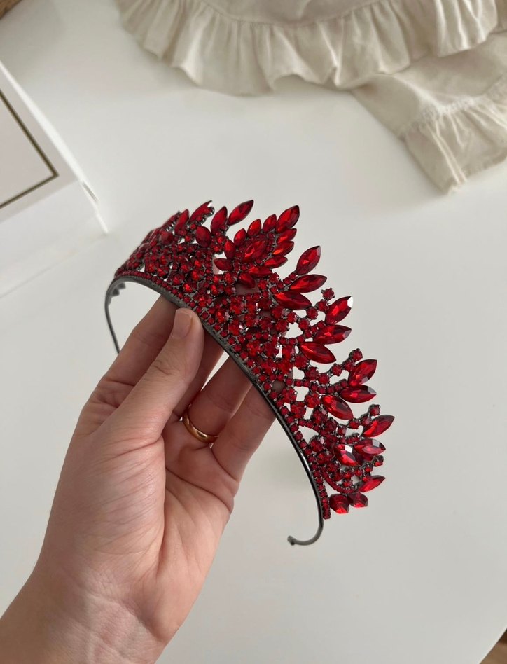 Kırmızı kına tacı ve küpesi - Görsel 4