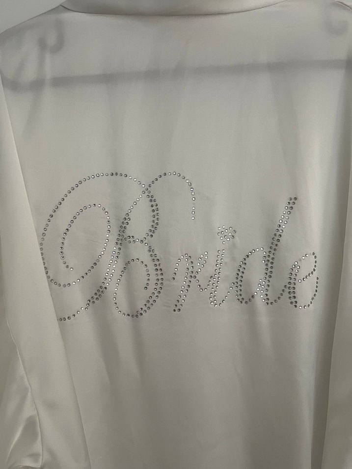 Beyaz Bride saten sabahlık - Görsel 3