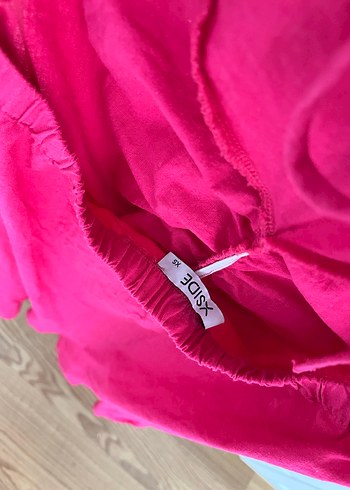 Pembe Fırfırlı Keten Mini elbise - Görsel 3