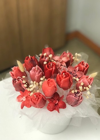 Pembe Tonlarında Dekoratif Mum Buketi - Görsel 5