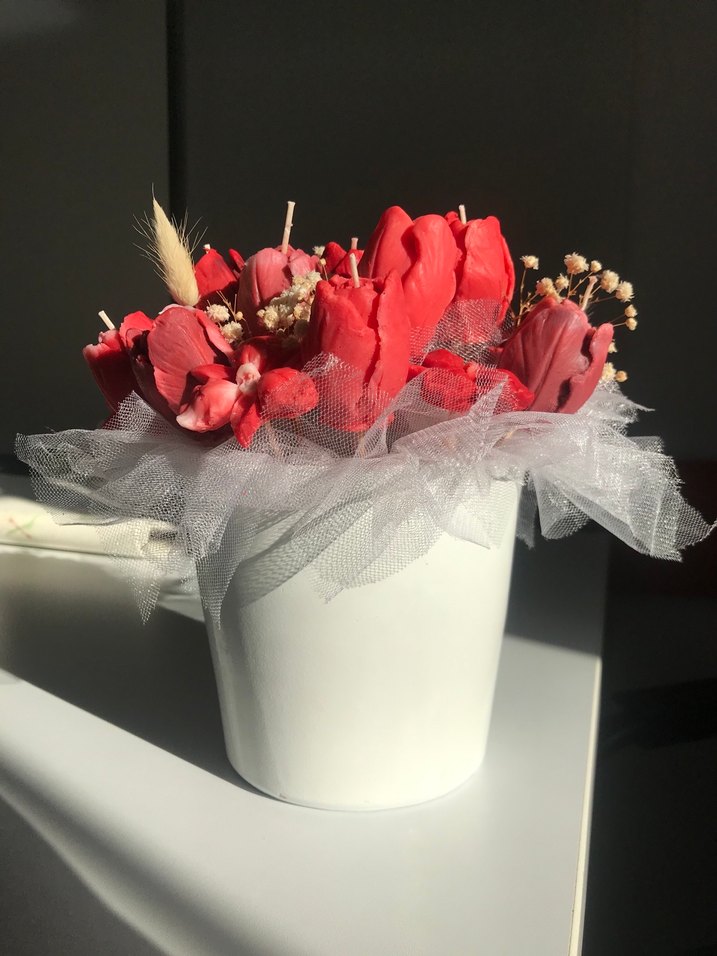 Pembe Tonlarında Dekoratif Mum Buketi - Görsel 3