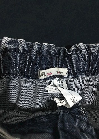 Çiçek Nakışlı Gri Denim Midi Etek - Görsel 3