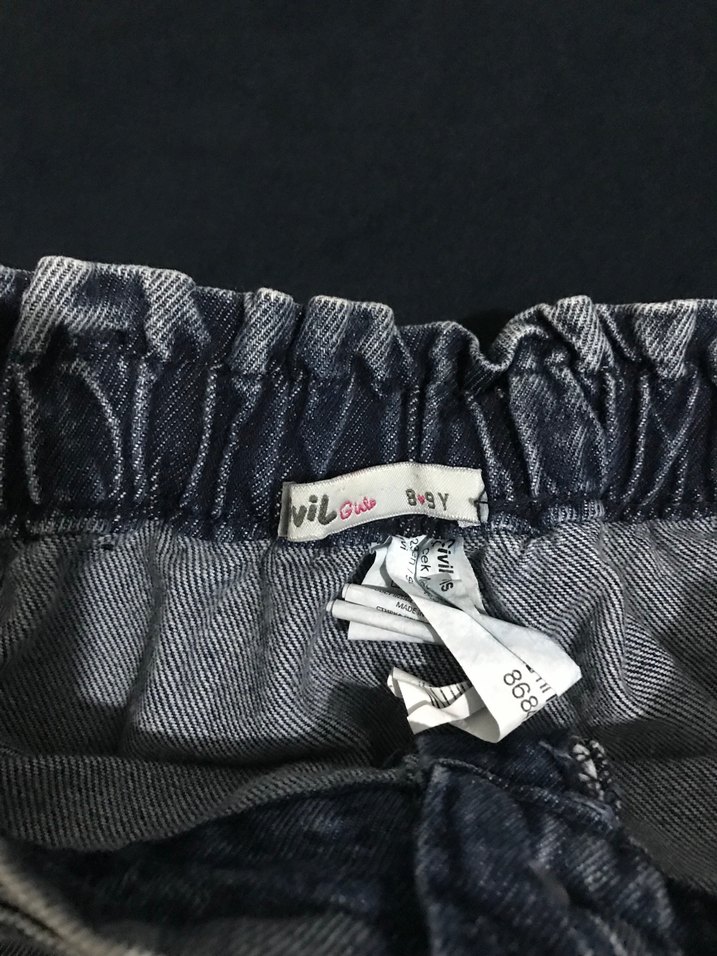 Çiçek Nakışlı Gri Denim Midi Etek - Görsel 3