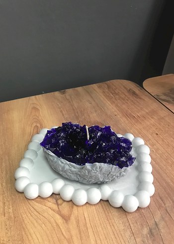 Mor Kristal Görünümlü Mum - Görsel 3